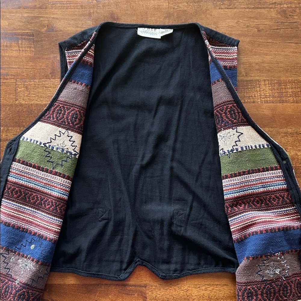 J. GEE Southwestern Boho Vest, Vintage Tribal Western women’s size 2X​​ - Picture 5 of 10